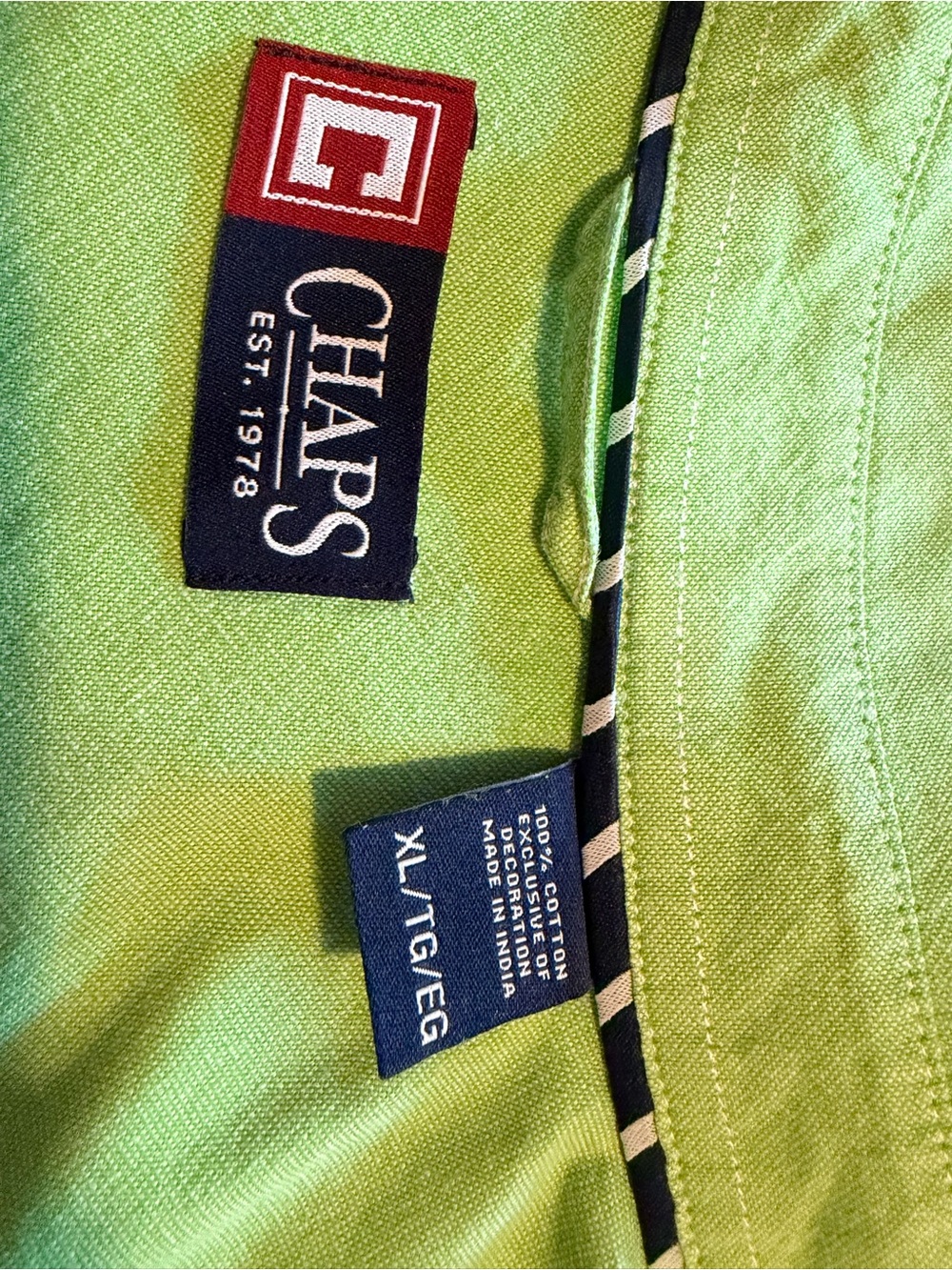 Chaps Men's Button-Down Shirt in Bright Green Sz XL Preppy Casual - Picture 2 of 8